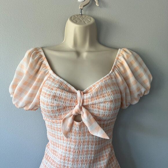 Madden NYC Gingham Smocked Dress Size L - Picture 2 of 6